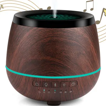 

GRTCO Smart Bluetooth Speaker Essential Electric Oil Diffuser Wood Grain Air Freshener Purifier Humidifier with Led Light