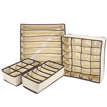 

4PCS Underwear Bra Storage Box 2 Colors Storage Organizer Drawer Closet Organizers Boxes For Underwear Sock Necktie Scarve Bra