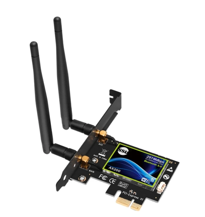 

Dual Band PCI Express WiFi Card Gigabit for Intel AX200 2.4G/5Ghz 802.11Ac/Ax 5.0 Bluetooth Adapter Only Support Window10