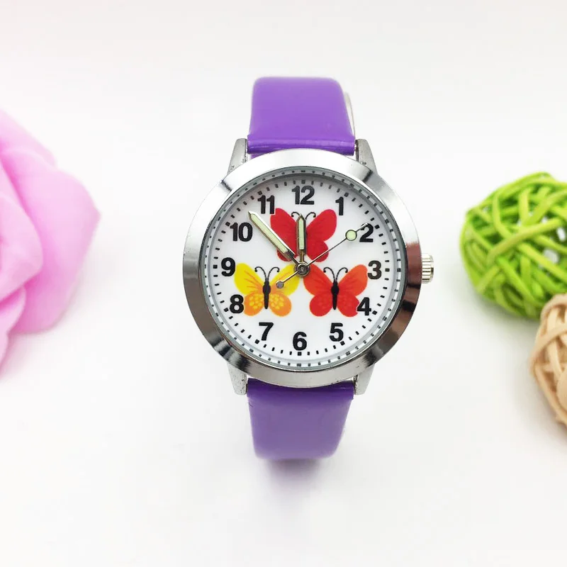 

Cute Cartoon Kids Watches For Girl Quartz Wrist Watch Female Colorful Butterfly Children Students Clock Hours Relojes Montres