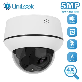 

UniLook 5MP PTZ POE IP Camera Outdoor 4X Zoom Support Two-way Audio CCTV Surveillance Night Vision 30m Onvif H.265 P2P View