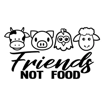 

Dawasaru Personality Decal Vegan Friends Not Food Cow Chicken Pork Car Sticker Laptop Auto Accessories Decoration PVC,15mc*8cm