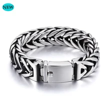 Кубинская цепь Будда браслет 23 см мужские ювелирные изделия сталь Мужская цепь 17 мм широкий браслет из нержавеющей стали браслет подарок BB006