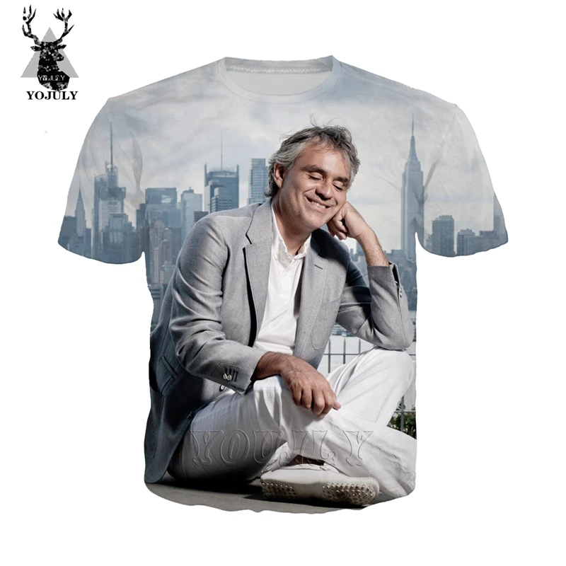 Футболка Andrea Bocelli, белая, мужская, удобная, 3d принт, harajuku, футболки, модные, хип-хоп, Круглый ворот, короткий рукав, уличная одежда, топы, A116