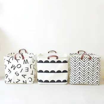 

Warm Home Waterproof Foldable Storage Basket Toy Sundries Bucket Modern Simple Arrow Pattern Letter Storage Tool Buggy Bag
