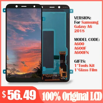 

Original 5.6'' AMOLED LCD Replacement Screen for SAMSUNG Galaxy A6 2018 A600 A600F SM-A600FN Display +Touch Screen Digitizer