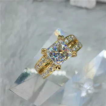 

100% 18K Gold ring 2ct D color VVS Moissanite Diamond Ring Wedding ring With national certificate 006