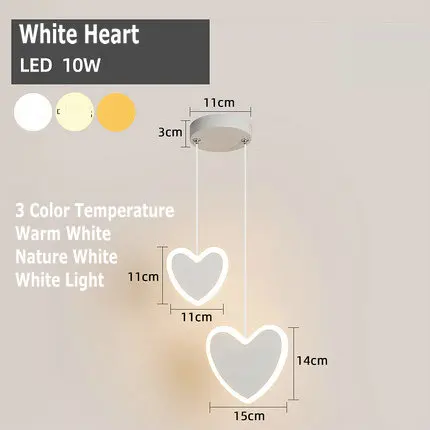 Креативный белый розовый подвесной светильник для девочек, декор в спальню, акриловые бра, 3 цвета, светодиодный светильник с цветным сердцем и бабочкой - Body Color: 3 Color Temerature