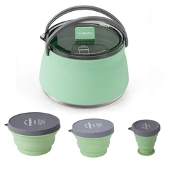Silicone Folding Kettle Portable Field Camping Open Fire Coffee Tea Cassette Cooker Outdoor Camping Hiking Backpacking Pot