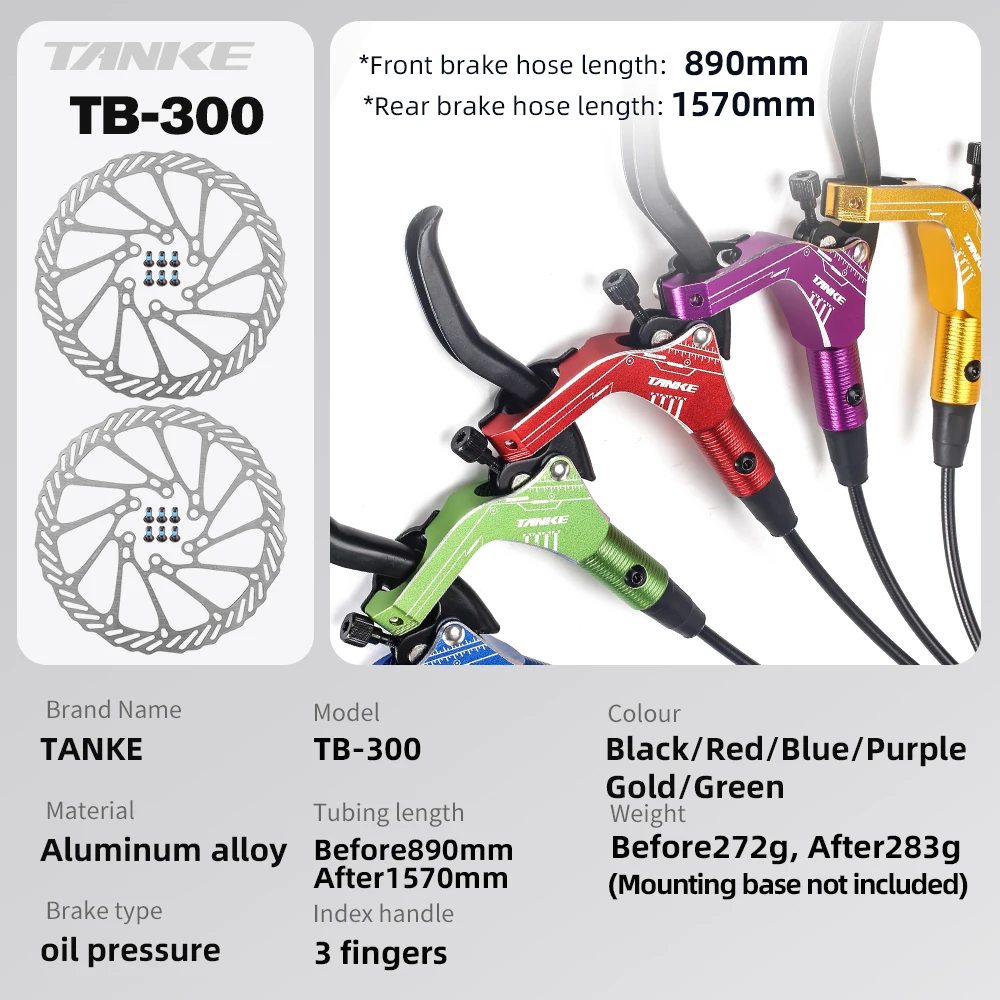 TANKE E-Bike MTB Hydraulic Disc Brake Set Electric E Scooter Power Control Shifter Bicycle Brakes 160mm rotors Aluminum Alloy