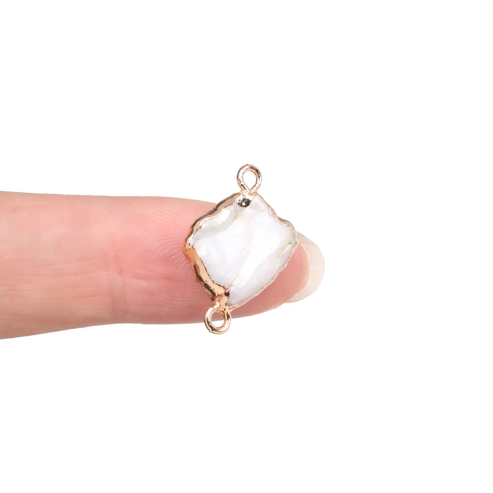 

Natural Pearl Connector Irregular Agate Druzy Crystal Charms For DIY Bracelet Necklace Making Jewelry Findings 9x20-10x22mm