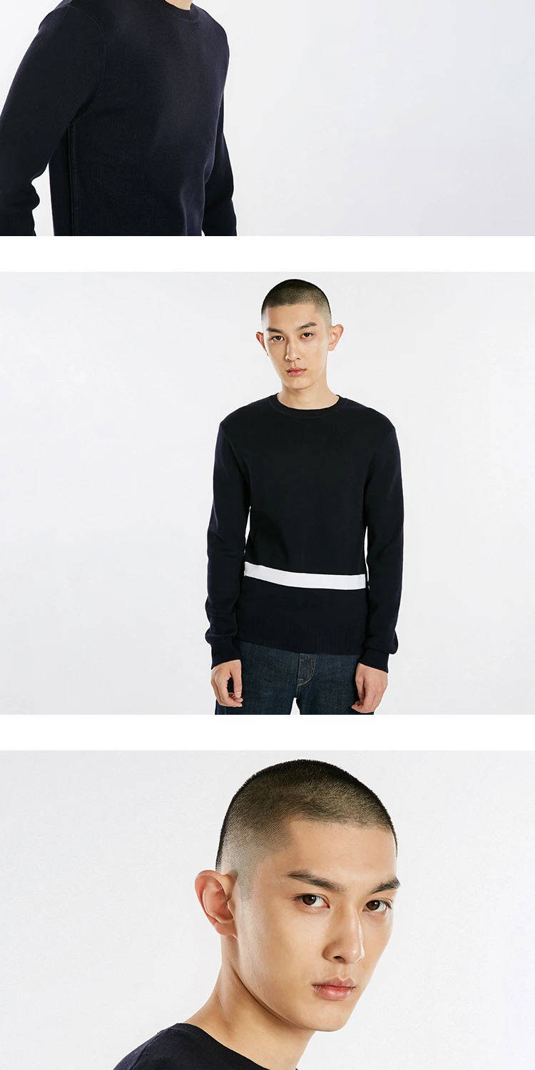 JackJones зимний мужской хлопковый контрастный полосатый свитер Топ Повседневная мужская одежда 218424506