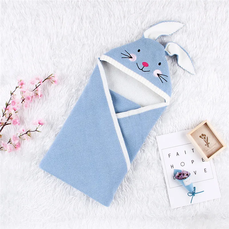 Baby stroller sleeping bag Winter Newborn Baby Warm Cartoon Knitt Swaddle Hooded Blankets Wrap Sleeping Bag baby blanket #4O22 (15)