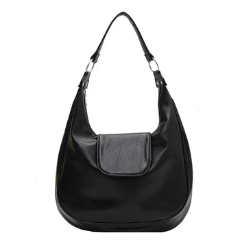 

Simple Large Shoulder Bags For Women Soft PU Leather Underarm Handbags Large Capacity Female Hobos For Autumn & Winter 2020