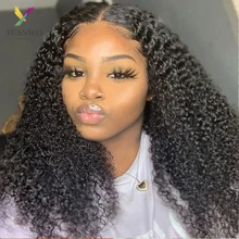 

Brazilian Afro Kinky Curly Human Hair Wig Pre Plucked Curly Deep Wave Frontal Wigs For Women Wet And Wavy 30 inch Lace Front Wig