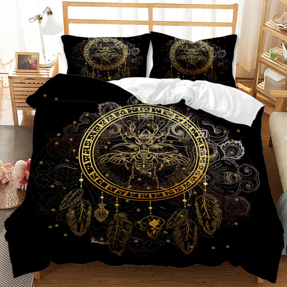 Bohemian Ethnic Series Duvet Cover Set Animal Themed Circular Decorative 2/3 Piece Bedding Set With Pillow Shams Queen Size