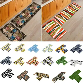 

Kitchen Floor Toilet Door Mat Bedroom Bed Carpet Machine Water Washable Set 40*60CM+40*120CM