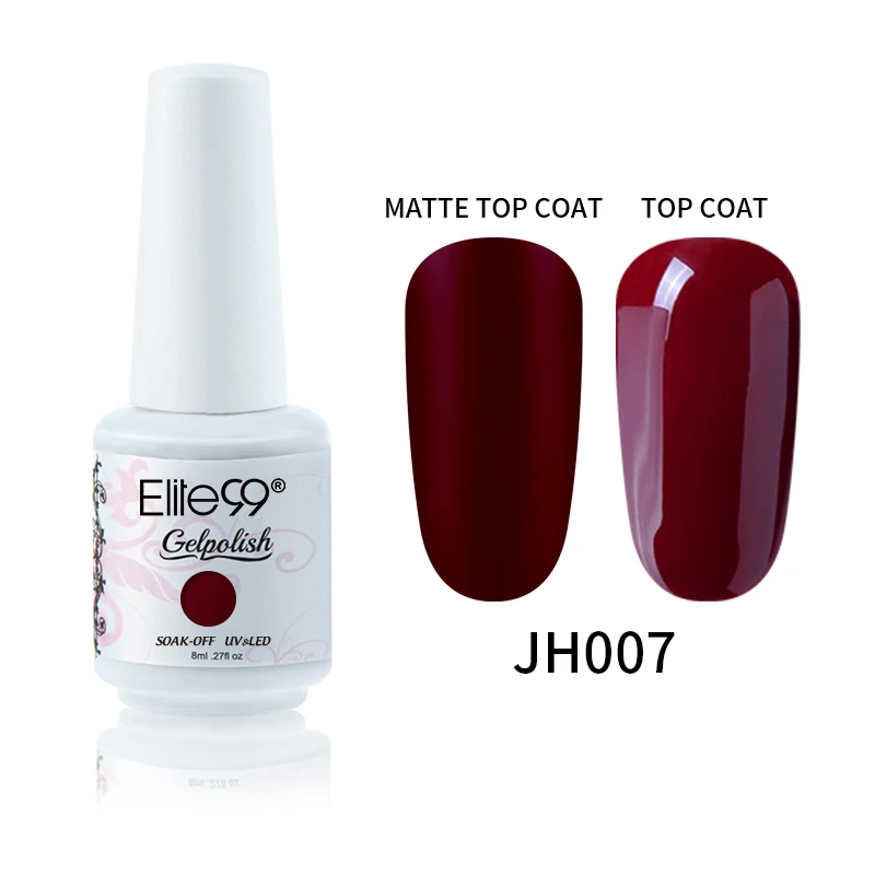 Elite99 8ml Wine Red Nail Polish UV Soak Off Semi Permanent Gel Polish Nail Art Enamel Lacquer Nude Color Gel Varnish Paint - Цвет: JH007