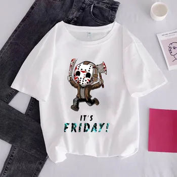 

Horror Its Friday Printed Tshirt Clothes New Femme Fashion Harajuku 90s Tops Tees Ulzzang Graphic T-shirts Tee Shirt for Women