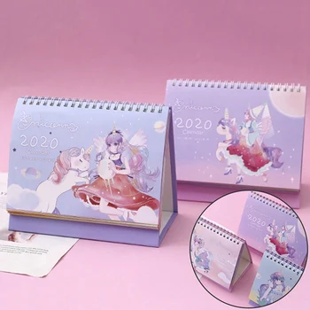 

2020 Fresh Cartoon Mini Unicorn Girl Fairy Tale Surprise Desktop Paper Calendar Daily Scheduler Table Planner Yearly Agenda