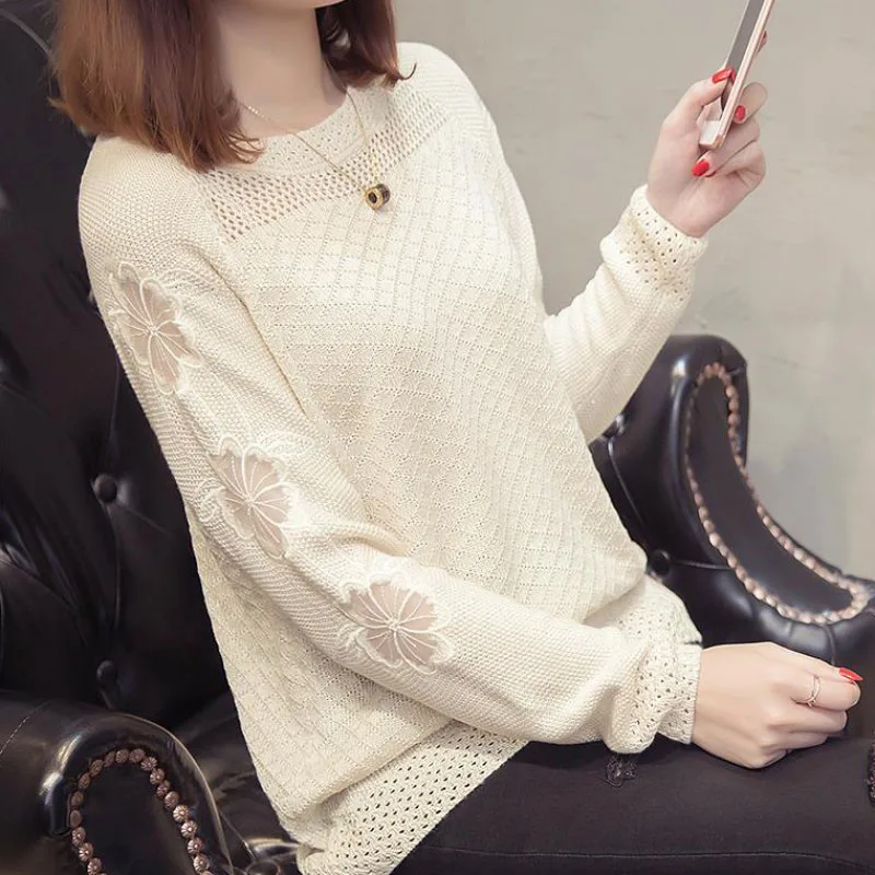 Summer Female Knitted Hollow Out Pullovers Tops Fashion Thin Autumn Sweater Jumper O-Neck Cute Girls Knit Korea Pullover | Женская