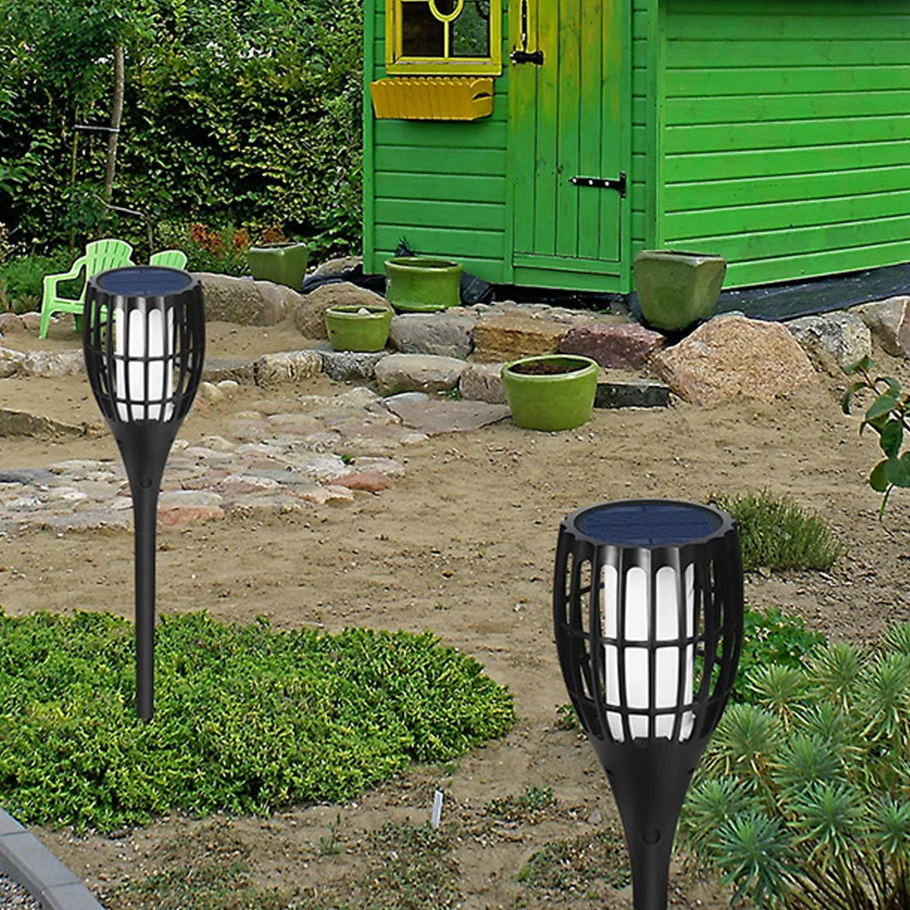 Solar Powered Flame Lights Square Backyard Household Accessory Lighting Fixture Lawn Light Bright 30LM