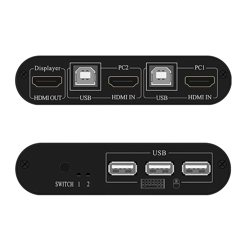 

2X1 HDMI KVM Switch Box Selector HDMI Switch 2 In 1 Out Sharing USB 2.0 monitor mouse keyboard for 2 Computer Laptops PCs