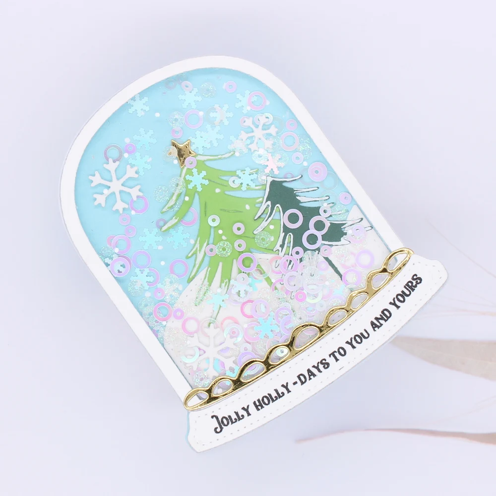 KSCRAFT 크리스마스 Navidad 스노우 글로브 돔 셰이커 금속 절단 다이 스텐실 DIY Scrapbooking 카드 만들기 공예