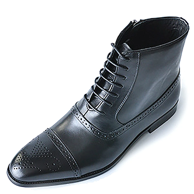 Черный Italy Handmade Classic Men Boots High Quality Leather Men Dress Shoes Outdoor Autumn Man Moccasins Lace-UP Male Men Ankle Boots - Цвет: Черный