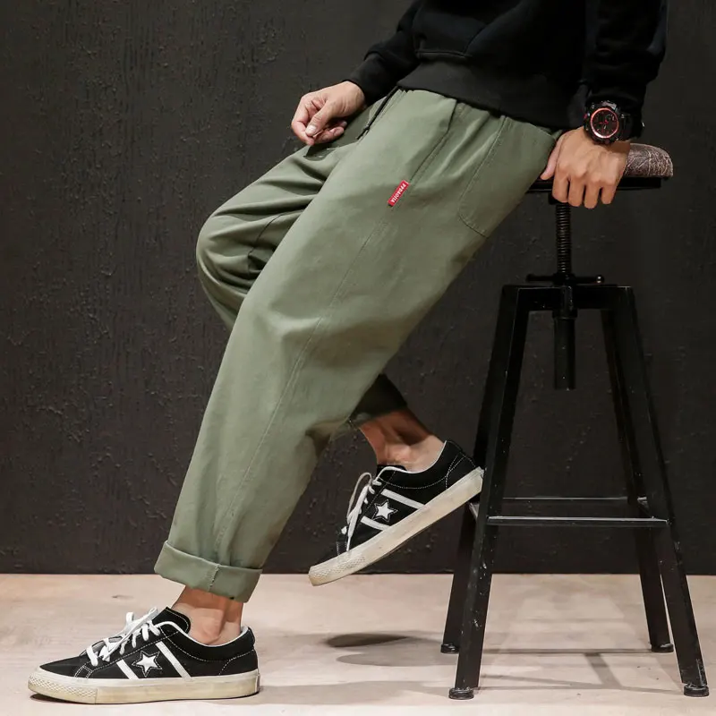 Дропшиппинг мужские спортивные штаны джоггеры осенние японские мужские льняные спортивные штаны мужские однотонные, стиль Харадзюку уличная одежда шаровары - Цвет: ArmyGreen(AsianSize)