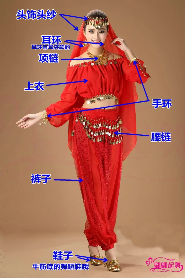 Belly Dance Clothing Indian Dance Costume Dance Exercise Clothing Belly Dance Suit New Style Long Sleeve Lantern Sleeve Set
