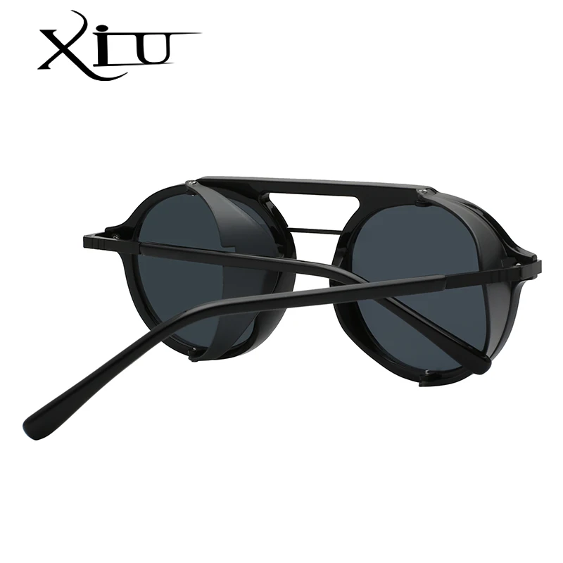 XIU круглый оттенок мужские солнцезащитные очки в стиле стимпанк женские брендовые дизайнерские модные очки ретро очки Oculos Feminino