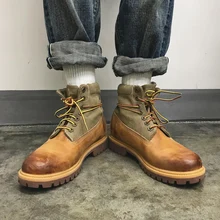  New Trendy Tooling Martin Boots Spring Retro Thick-soled Increased All-match Men's Casual Shoes 