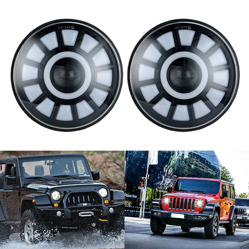 60 Вт светодиодный 7 дюймов круглые фары DRL поворотники фары для Jeep Wrangler JK TJ CJ Hummer Лада Нива 4X4 фары
