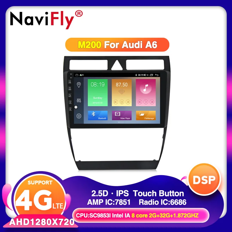M200 8Core 2G 32G Ips DSP 4G 64G Android 10 автомобильный Радио плеер Мультимедиа gps навигация для Audi A6 S6 RS6 1997-2004 wifi 4G SWC BT видео без dvd - Цвет: M200 8Core 2G 32G