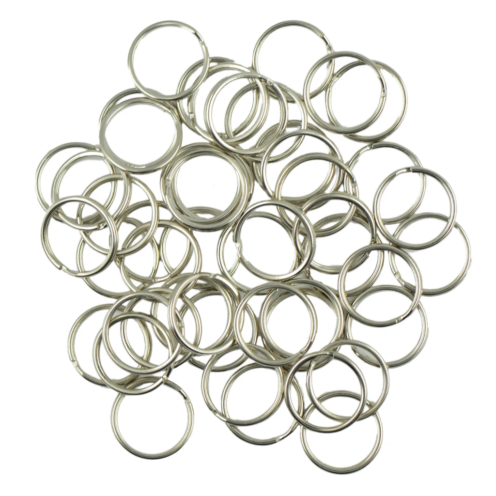 50pcs 18mm Keychain Circle Buckle Clip Key Ring Stainless Steel Split Keychain Round Loop Hoop Buckle