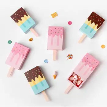 

10ps Candy boxes chocolate cookie Box Ice Cream Paper cardboard Gift box Goodie Bag Baby Shower Kids Birthday Party Favors