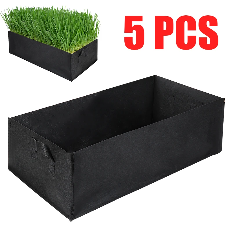 1Set Non-toxin Durable 60 x 30 x 21cm Fabric Reusable Garden Plant Bags For Vegetable Tomato Potato Carrot Grow Bags 5 pcs