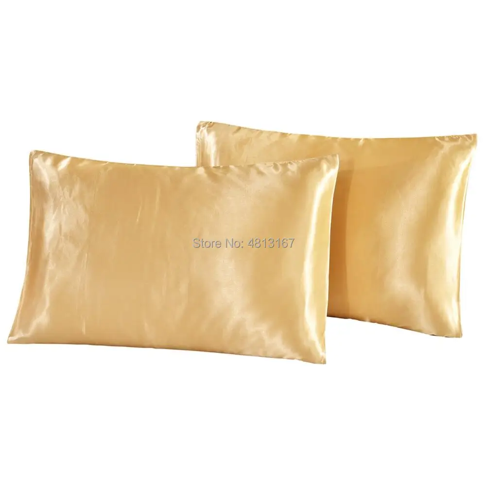 

2pcs/pair Satin Silk Pillowcase Bedding Pillow Case Cover Smooth Soft for Hair and Skin Standard Queen King Russia US Size