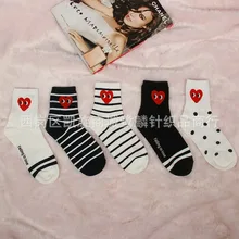 Korean Loving eyes stripe Dot crew women socks cotton warm Breathable Sweat Casual fashion funny cute sporting sock Autumn Winte