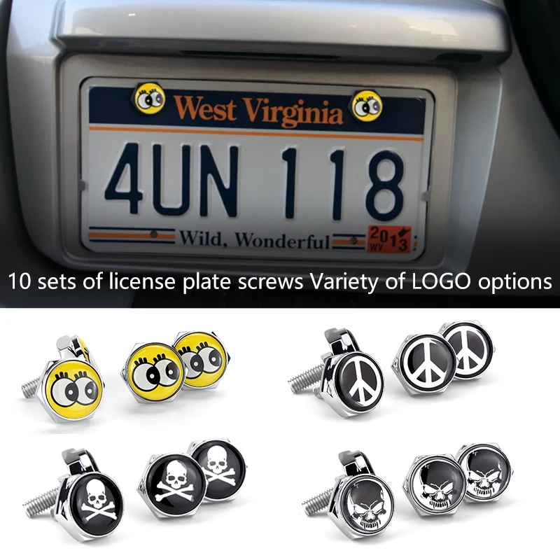 10 Sets Auto Plate Screw Fixed License Plate Frame License Plate Frame Bolts Universal For Toyota Auris Rav4 Yaris Audi B7 Q7 A6