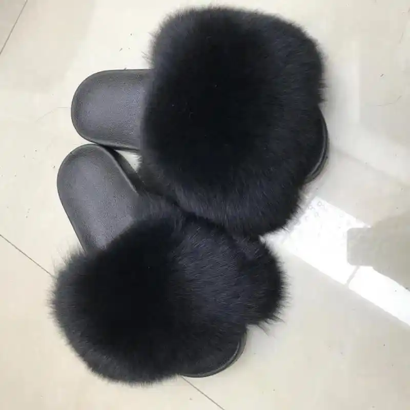 Factory wholesale fuzzy fur slides many 