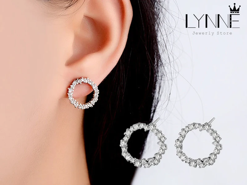 Carnation earrings women's round silver punk style_voghion.com