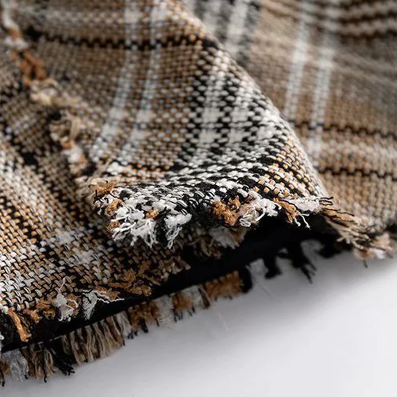 qz196 new stylish elegant plaid print tassels soft twill skirt women fashion casual mini tweed skirts saias
