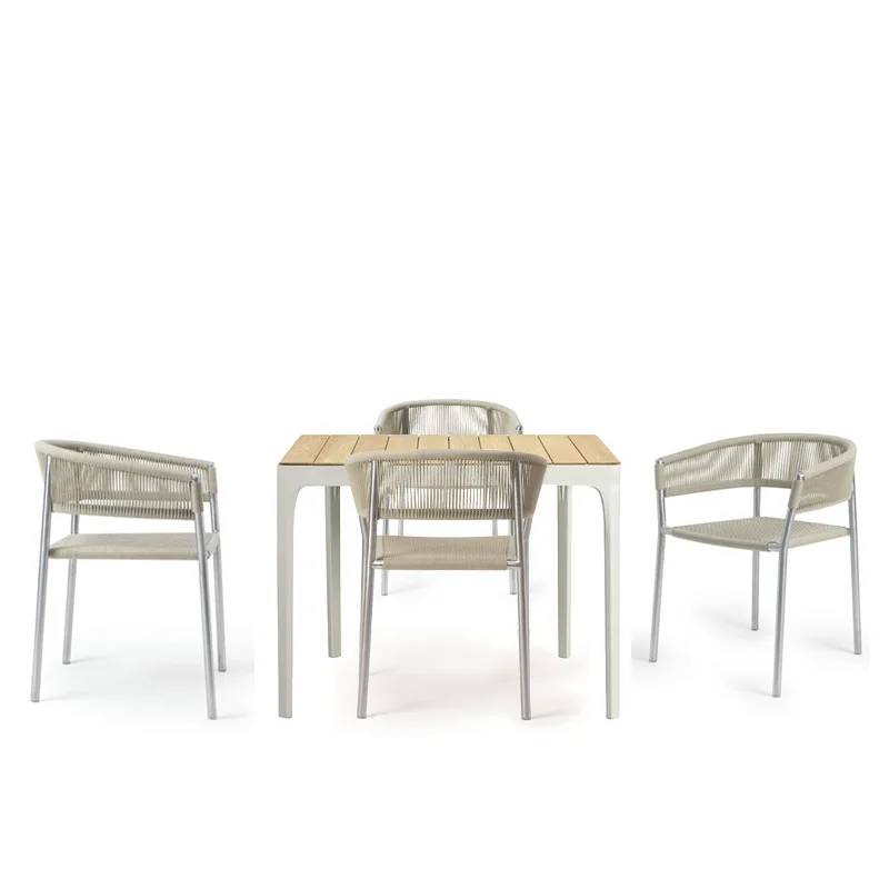 Nordic Dining Chair Outdoor Solid Wood Rattan Leisure Balcony Minimalist Modern Armchair Furniture Terrace Woven Designer chair