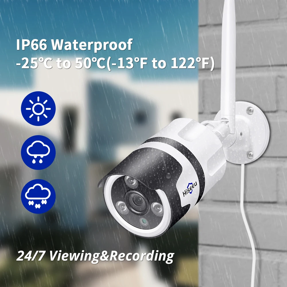 Hiseeu wifi уличная IP камера 1080P 720P Водонепроницаемая 2.0MP беспроводная камера безопасности металлическая двухсторонняя аудио TF карта Запись P2P пуля