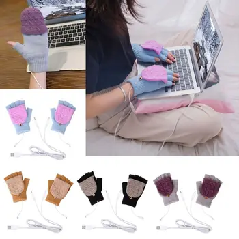 

Unisex Women's & Men's USB Heated Gloves Mitten Winter Hands Warm Laptop Gloves