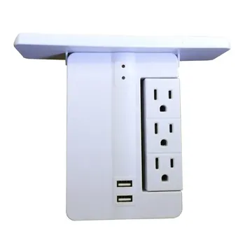 

8 Port Wall Outlet Electrical 6 Outlet Extenders 2 USB Charging Ports with Shelf QP2