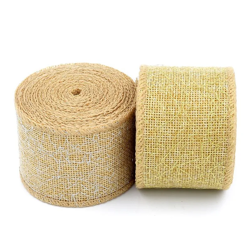 500cm*5cm Burlap Ribbon Hessian Vintage Rustic Hemp Jute Rope Christmas Halloween Party Decoration Wedding Centerpieces