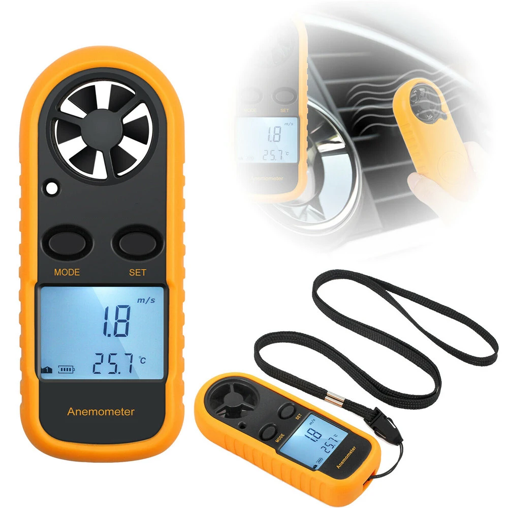 

New Digital LCD Wind Speed Gauge Anemometer Meter Portable Mini Anemometer Wind Speed Meter Temperature Gauge